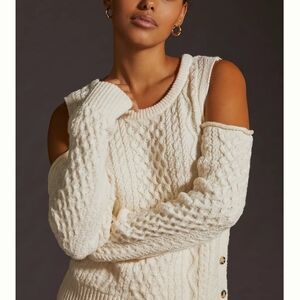 Anthropologie Cream Off-the-Shoulder Sweater